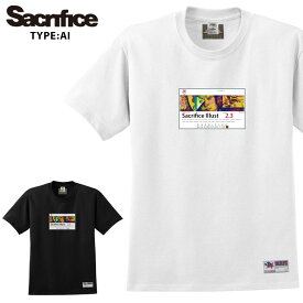 Sacrifice サクリファイス 大きいサイズ メンズ Tシャツ 半袖 Tシャツ M L XL 半袖Tシャツ TYPE DT 某有名デザインソフト デザイン プリント かっこいい おしゃれ 人気 安い ブランド ビッグサイズ ビッグシルエット グレー ビッグtシャツ 通勤 通学 シンプルT ブランドT