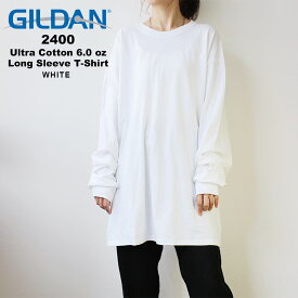 GILDAN ギルダン 2400 Ultra Cotton 6.0 oz Long Sleeve T-Shirt ウルトラコットン ロングスリーブTシャツ 長袖Tシャツ 無地T ホワイト 通勤 通学 無地 ジム スポーツ 運動 アメリカ US 人気 安い ブランド スケート ストリート アメカジ カジュアル