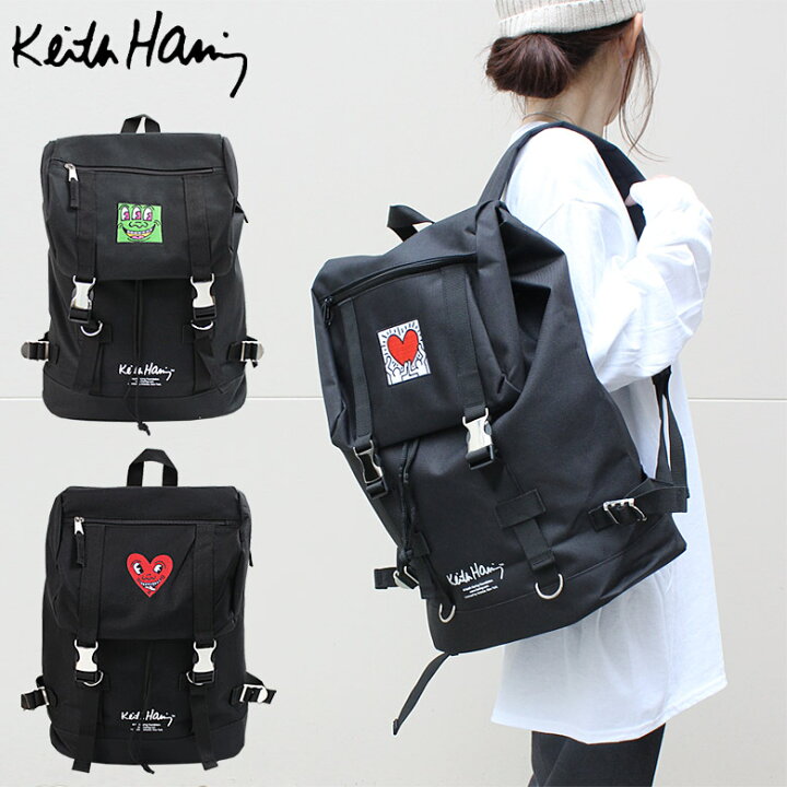 楽天市場 送料無料 Keith Haring キース ヘリング リュック メンズ レディース 軽量 バックパック リュックサック 通学 おしゃれ 通勤 大容量 学生 かわいい 可愛い 黒 ブラック ワッペン 刺繍 キースへリング キース へリング 人気 ブランド 女の子 女子 中学生