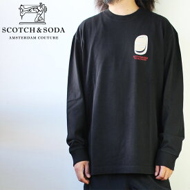 SCOTCH&SODA スコッチ&ソーダ グラフィックスウェット ロンT ブラック 黒 通勤 通学 部屋着 コンビニ着 家着 おうちスタイル ご近所着 161843 メンズ 大きいサイズ ビッグシルエット デザイン かっこいい おしゃれ 人気 安い ブランド アメカジ ストリート