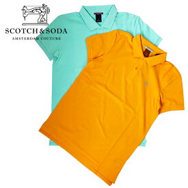 SCOTCH&SODA スコッチ&ソーダ Polo Shirt ポロシャツ ミント オレンジ 292-74503 149073 メンズ デザイン プリント かっこいい おしゃれ 人気 安い ブランド アメカジ ストリート　大きいサイズ ビッグサイズ ゆったりス 通勤 通学