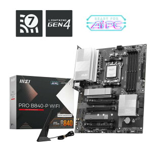 MSI PRO B840-P WIFI AMD B840�`�b�v�Z�b�g���� AMD Ryzen 9000/8000/7000�V���[�Y�Ή� ATX�}�U�[�{�[�h