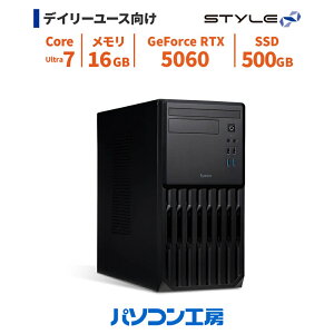 3�N�ۏ� �f�X�N�g�b�v�p�\�R�� �V�i Core Ultra 7 265F/RTX 5060/16GB/500GB SSD/Windows 11 BTO