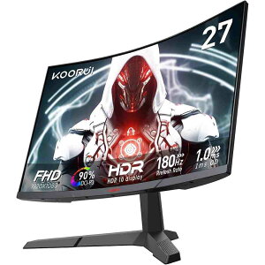 KOORUI 27E6CA �Q�[�~���O �p�� ���j�^�[ �t���T�C�Y27inch �p�l��Fast VA �𑜓x1920×1080 ���t���b�V�����[�g180Hz �������x1ms