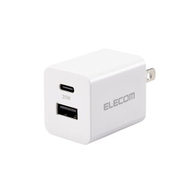 ELECOM MPA-ACCP36WH USB Type-C 充電器 PD 対応 最大出力20W タイプC ×1 USB A ×1 スイングプラグ コンセント ACアダプター