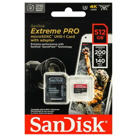 SanDisk SDSQXCD-512G-GN6MA Extreme Proシリーズ microSDXC 512GB A2/C10/V30/U3 R=200MB/s W=140MB/s 英語パッケージ