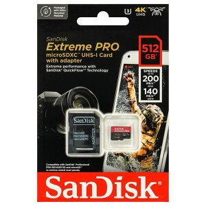 SanDisk SDSQXCD-512G-GN6MA Extreme ProV[Y microSDXC 512GB A2/C10/V30/U3 R=200MB/s W=140MB/s ppbP[W