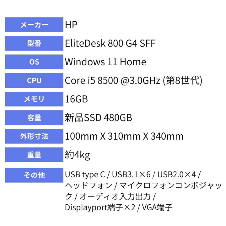 楽天市場】中古パソコン デスクトップ office付き HP EliteDesk 800 G4 