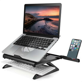 【最短当日出荷】 エレコム ノートPCスタンド 折りたたみ 8段階 9.5cm高さアップ脚 スマホスタンド付 ~15.6インチ迄対応 耐荷重:10kg ブラック PCA-LTSH8BK