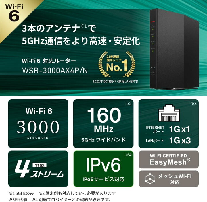 楽天市場】＼3年保証＆ランキング1位／ バッファロー ルーター wifi6 