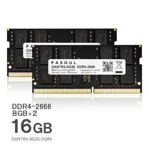 yVizy5Nۏ؁z PASOUL m[gPCp RAM 16GBi8GB×2j PC4-21300 (DDR4-2666) SODIMM 260pin 1.2V OANTR4-8G26-DDR4 y16`bvz