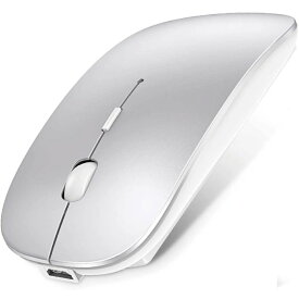 【送料無料】ワイヤレスマウス Bluetooth 5.0 マウス 無線 超薄型 静音 充電式 省エネルギー 2.4GHz 高精度 持ち運び便利 iPhone/iPad/Mac/Windows/Surface/Microsoft Proに対応 シルバー【新品】