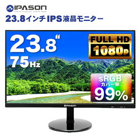 IPASON アイパーソン LED液晶モニター 23.8インチワイド ブラック 1920×1080 （フルHD） 16:9 IPSパネル LEDバックライト付 非光沢 ノングレア 液晶ディスプレイ HDMI VGA【新品】
