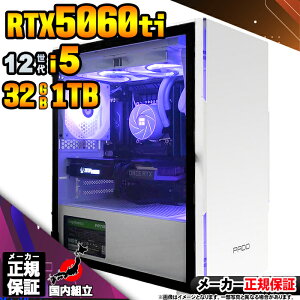 yŒZœIY Vi 1lIzQ[~OPC fXNgbvp\R RTX5060Ti p\R 12 Corei5 12400F Windows11 10 SSD 1TB 32GB fXNgbvPC 1Nۏ  eX|[c Q