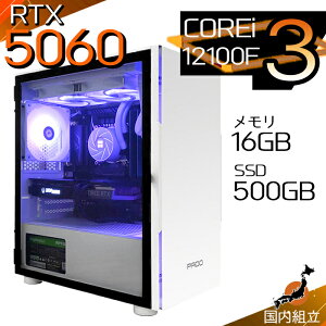 yŒZœIY Vi SS艿iIz Q[~OPC fXNgbvp\R RTX5060 p\R 12 Corei3 12100F Windows11 10 SSD 500GB 16GB fXNgbvPC 1Nۏ  eX|[c 