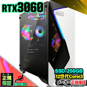 y50OFFIY Vi SS艿iIzQ[~OPC fXNgbvp\R RTX3060 p\R 12 Corei3 12100F Windows11 10 SSD 256GB 16GB fXNgbvPC 1Nۏ  eX|[c Q[~O