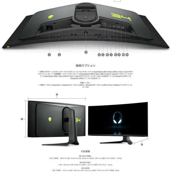 楽天市場】【新品 即納 箱破損特価】ALIENWARE 34インチ 曲面 QD 有機 