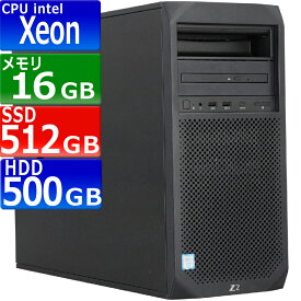 中古パソコン HP Z2 Tower G4 WorkStation Windows11 デスクトップ タワー型 一年保証 第9世代相当 Xeon E-2174G 3.8(～最大4.7)GHz MEM:16GB SSD:512GB(NVMe)+HDD:500GB DVDマルチ グラフィックボード搭載 Win11Pro64Bit