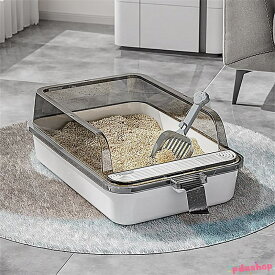 【全品5%ポイント】メガトレー猫用 トイレ 本体 大きい猫 大きいトイレ ゆったり広々 飛び散り防止カバー付き 掃除便利 猫トイレ 体型 飛散防止