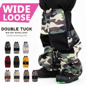スノーボードウェア メンズ レディース オーバーサイズ 切り替えダブルタックパンツ ボードウェア スノボウェア スノボ ウェア スノーボード スノボー スキー スノボーウェア スノーウェア パンツ ルーズフィット サイズ 撥水 防風 防寒 耐水 snj-490k