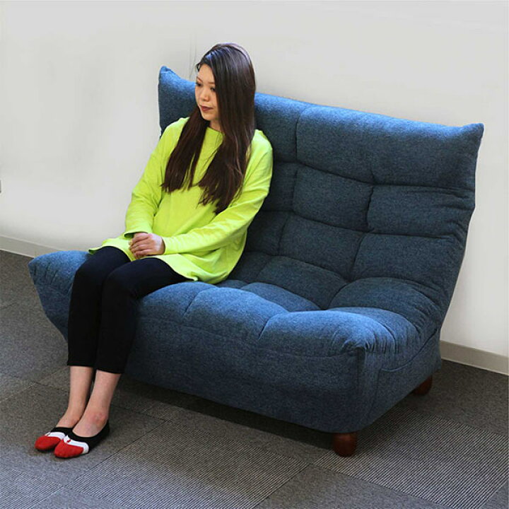 楽天市場 ハイバック ソファー ソファ 2人掛け 幅1cm ローソファー 2人用 リクライニング 角度調整 ファブリック 布地 ブルー 青 2p 木脚 カジュアル おしゃれ 送料無料 家具通販 ぴぃーす