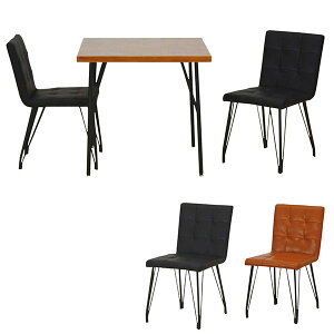 ヴィンテージ風 ダイニングテーブルセット 2人掛け ダイニングセット 3点セット 2人用 ブラック ブラウン 選べる2色 黒 幅75cm 座面 合成皮革 アイアン脚 おしゃれ モダン カフェ風 男前インテ