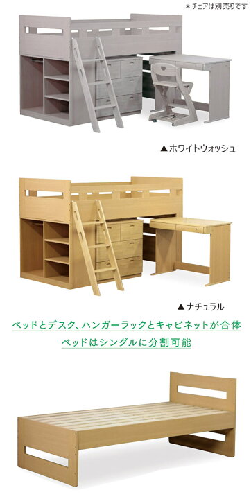 楽天市場】学習机 セット 幅102cmシステムベッド ロフトベッド ロー 