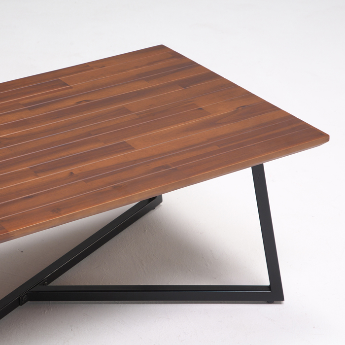 テーブル センターテーブル ローテーブル リビングテーブル 幅120cm 無垢 ブラウン アカシア材 木材 座卓 長方形 奥行き60cm 高さ38cm  スチール脚 おしゃれ モダン 送料無料 | 家具通販 ぴぃーす