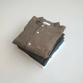 【 メール便 】Manual Alphabet マニュアル アルファベットLINEN CANVAS BAND COLLAR SHIRT バンドカラーシャツ　シャツ　トップス　メンズ　レディース　ベーシック