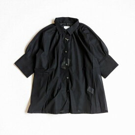 Honnete オネットHALF SLEEVE GATHER SHIRT100S Boiled Cottonシャツ ブラウス