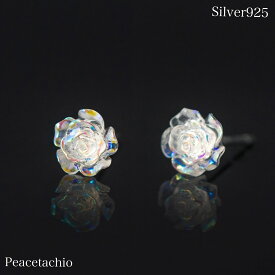 【楽天マラソン！限定価格】ピアス シルバーピアス Silver925 シルバー カメリア ホワイト クリア フラワー 花 アレルギー対応 プレゼント ギフト ケース付