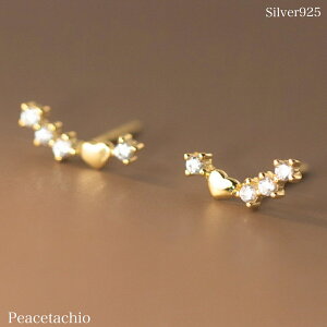 \P10倍&10%offクーポン!/《金属アレルギー対応》ピアス シルバーピアスシルバー925レディース Silver925 シルバー ゴールド 18Kコーティング ハート スマイル CZダイヤ 母の日 ギフト 収納ケ