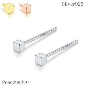 【楽天マラソン！限定価格】ピアス シルバーピアス つけっぱなし 極小 小さめ 目立たない 目立ちにくい シルバー Silver925 四角 クール 約2mm 小さい 小ぶり ミニサイズ プレゼント プチギフト 贈り物 専用収納ケース付 Peacetachio