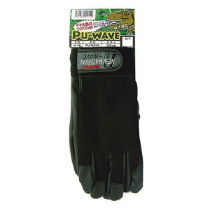 【メール便OK(2個まで)】作業用合成皮革手袋 ブラック Pu-WAVE K-18 (救助用手袋 災害活動用手袋 防災 ワーキンググローブ おたふく手袋 作業手袋 )