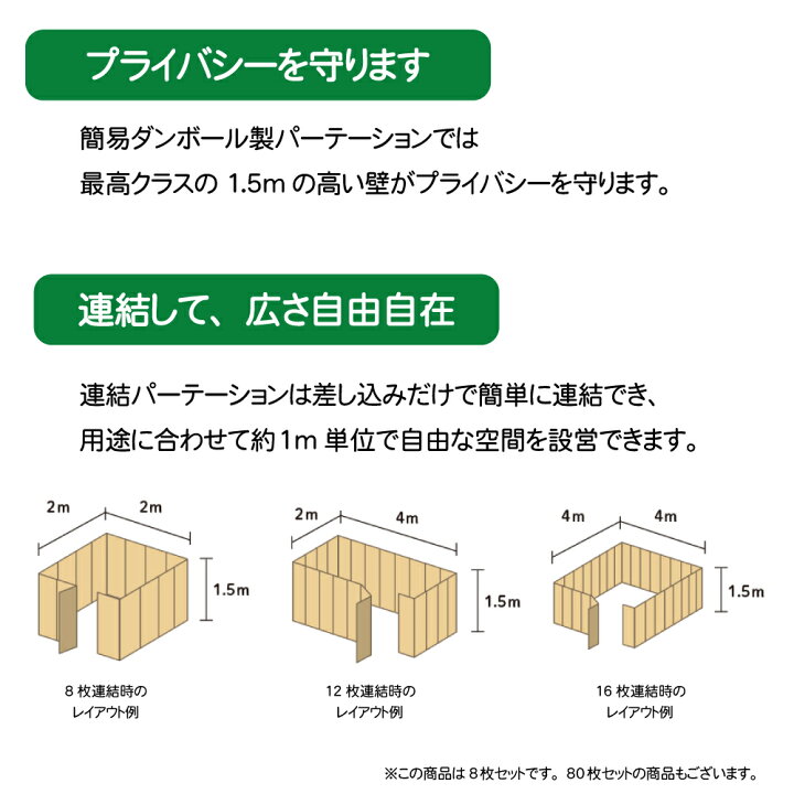 楽天市場】「法人/団体限定販売」連結パーテーション 8枚セット (高さ 