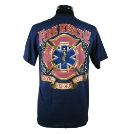 red Fire Rescue Service Before Self 消防Tシャツ SH