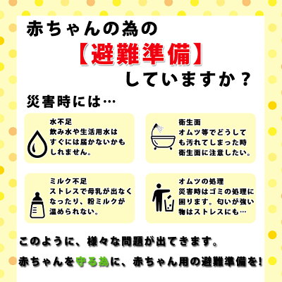 楽天市場 ベビー 防災セット 1人用 使い切りほ乳ボトル 赤ちゃん用 乳幼児用 防災グッズ セット 哺乳瓶ミルク温め おむつ袋 おしりふき 保存水 赤ちゃん 子ども用 こども用 避難セット Kids 防災用品 非常用持ち出し袋 中身に 家族 男の子 女の子 孫用 地震 災害 一人用