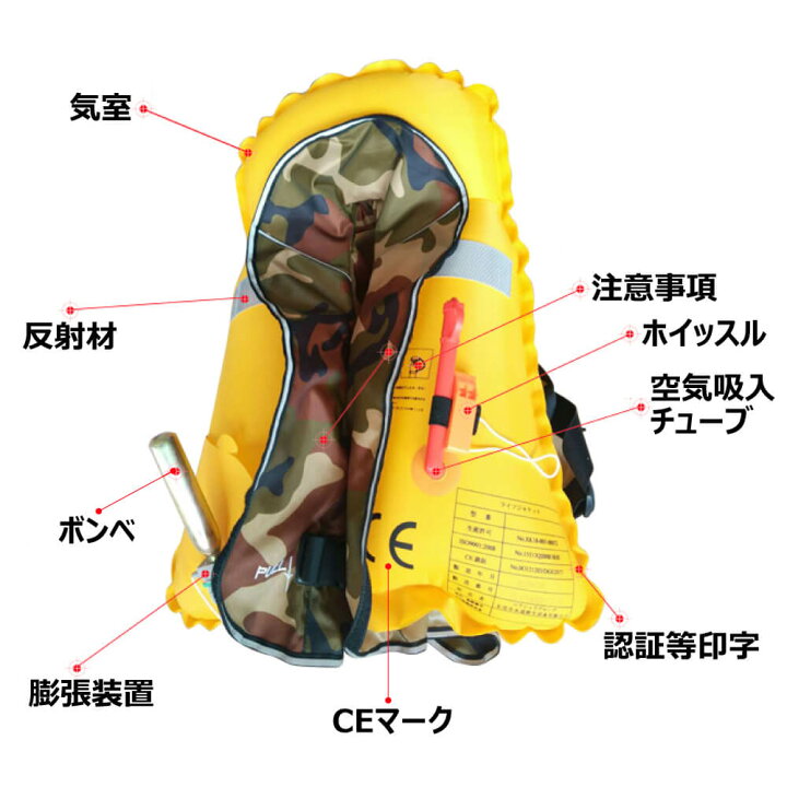 市場 Emz Japan 手動膨張式 エムズジャパン インフレータブル ライフジャケット