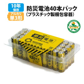 【 3/10限定 確率1/2 最大100％P還元 】 防災 乾電池 単3形 40本 アルカリ乾電池 単3電池 電池 10年保存 台風対策 地震対策 充電 懐中電灯 ラジオ ライト ランタン 防災グッズ 防災用品 長期保存 防災士監修 防災電池 まとめ買い 停電 BD-LR06-40-001 兼松