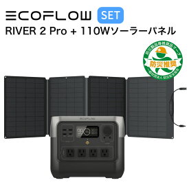 【4/20限定!確率1/2 最大100％P還元】ポータブル電源 ソーラーパネル セット EcoFlow RIVER 2 Pro 768Wh + 110W ソーラーチャージャー 蓄電池 発電機 バッテリー 太陽光パネル 太陽光発電 急速充電 節電 停電対策 省エネ エコフロー ZMR620-B-JP EFSOLAR110N