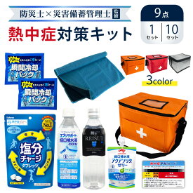 熱中症対策キット 9点セット クーラーバッグ 熱中症対策グッズ 瞬間冷却剤 ゼリー ドリンク 塩分チャージ タブレット 工事現場 農作業 経口補水液 水 コンパクト 熱中症予防カード 工場 スポーツ アウトドア 塩分補給 ATB001