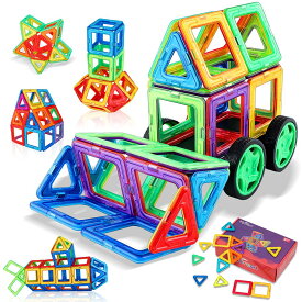 【即納】マグネット おもちゃ 男の子 女の子 磁石 おもちゃ 子供プレゼント 知育玩具 立体 パズル 磁気ブロック64個 外しにくい 磁石 積み木 カラフル 磁性構築玩具 幾何学認知 想像力と創造力を育てる知育 おもちゃ