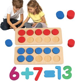 【楽天倉庫発送】数字カード＆計算表セット 子供用そろばん 知育学習玩具 算数教材 足し算/引き算/掛け算/割り算 モンテッソーリ教育 10フレーム付き 小学生向け 男の子 女の子 学習サポート