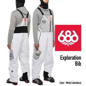 2022-23 686 EXPLORATION BIB White Colorblock Snowboards Wear シックスエイトシックス エクスプロレーションビブ ホワイトカラーブロック スノーボード ウエアー 日本正規品