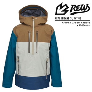 2023-24 REW REAL INSANE 3L JKT 03 Khaki x Cream x Slate GORE-TEX �A�[���C�[�_�u�����[ �S�A�e�b�N�X �����Y ���f�B�[�X �X�m�[�{�[�h �E�F�A�[ �W���P�b�g 2024 ���{���K�i
