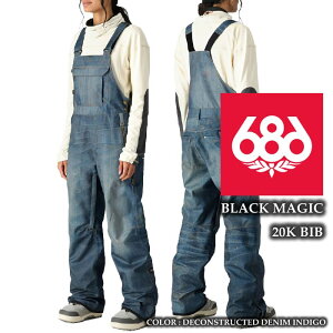 2024-25 686 BLACK MAGIC 20K BIB DcnstrctdDenimIndigo シックスエイトシックス スノーボード ウェア ビブパンツ レディース 24-25 2025 日本正規品