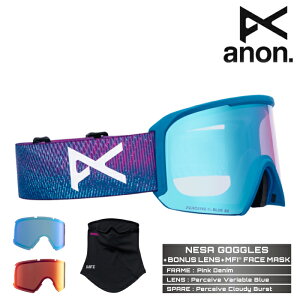2025-26 ANON NESA + LENS + MFI FACE MASK Pink Denim/Perceive Variable Blue Am Xm[{[h S[O 25-26 {Ki \񏤕i