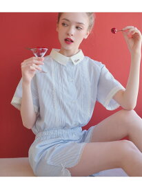 コットン混レースシャツパジャマ PEACH JOHN ピーチ・ジョン インナー・ルームウェア その他のインナー・ルームウェア【先行予約】*【送料無料】[Rakuten Fashion]