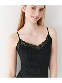 【リブが伸びて気持ちよくフィット】オーガニックコットンレーストリムキャミ PEACH JOHN ピーチ・ジョン インナー・ルームウェア その他のインナー・ルームウェア ホワイト ピンク ブラック ブラウン[Rakuten Fashion]