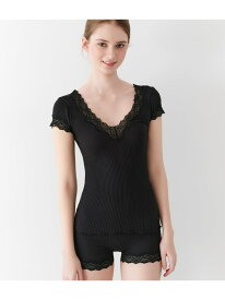 【深いVネックが便利】オーガニックコットン半袖(ワキ汗パッド付き) PEACH JOHN ピーチ・ジョン インナー・ルームウェア その他のインナー・ルームウェア ピンク ホワイト ブラック ブラウン【先行予約】*[Rakuten Fashion]